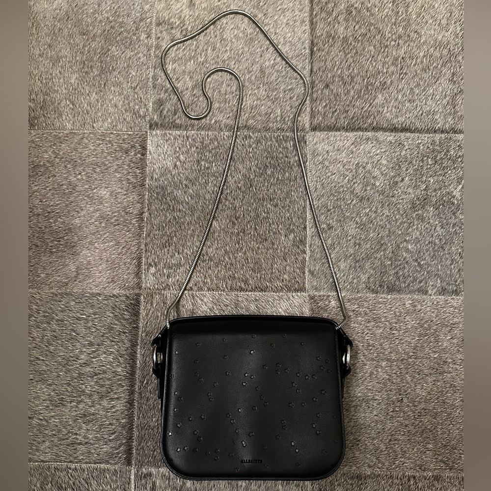 All Saints Echo Clutch - Embossed Stars Crossbody in Black